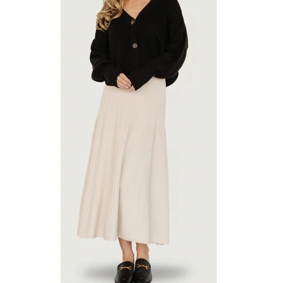 Baltic Born Dresses & Skirts - BalticBorn Carynn Knit Midi Skirt Natural Size XL
